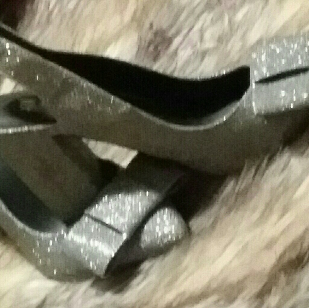 H & M Glitter slingback chunky heels